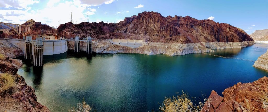 Hoover Dam representing the Las Vegas water supply and Colorado River Basin.